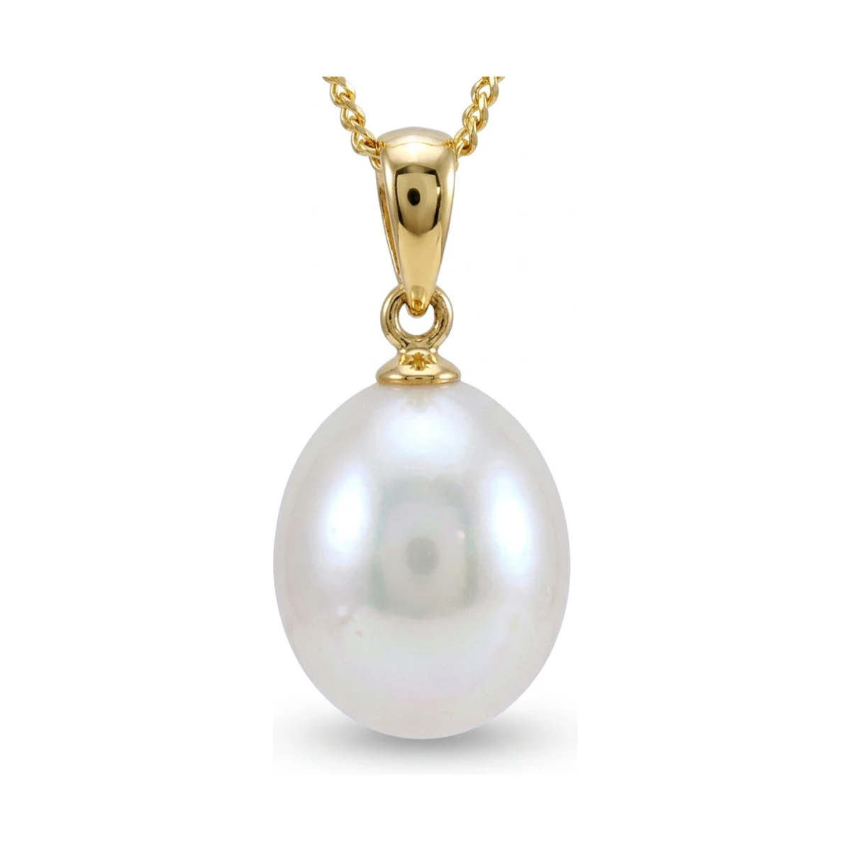 Freshwater Pearl Simple inverted Pear-Shape Design Pendant  |  9ct Yellow Gold