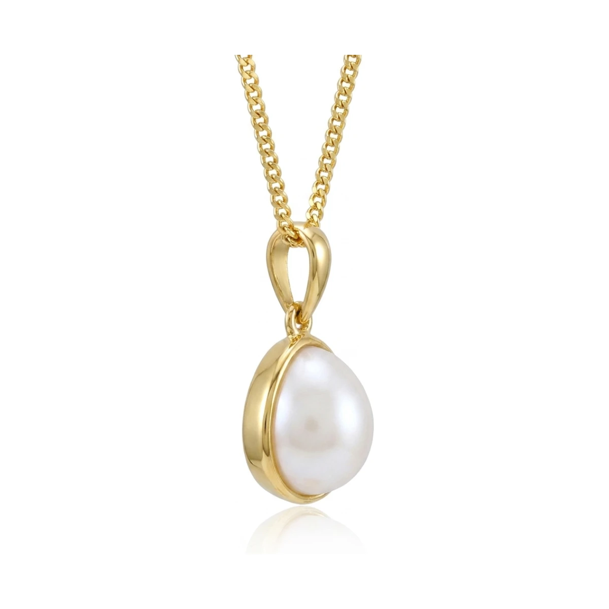 Freshwater Pearl Simple inverted Pear-Shape Design Pendant  |  9ct Yellow Gold