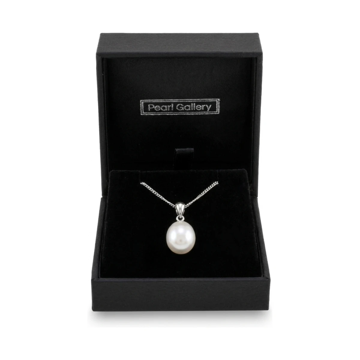 Freshwater Pearl Simple inverted Pear-Shape Design Pendant  |  9ct White Gold