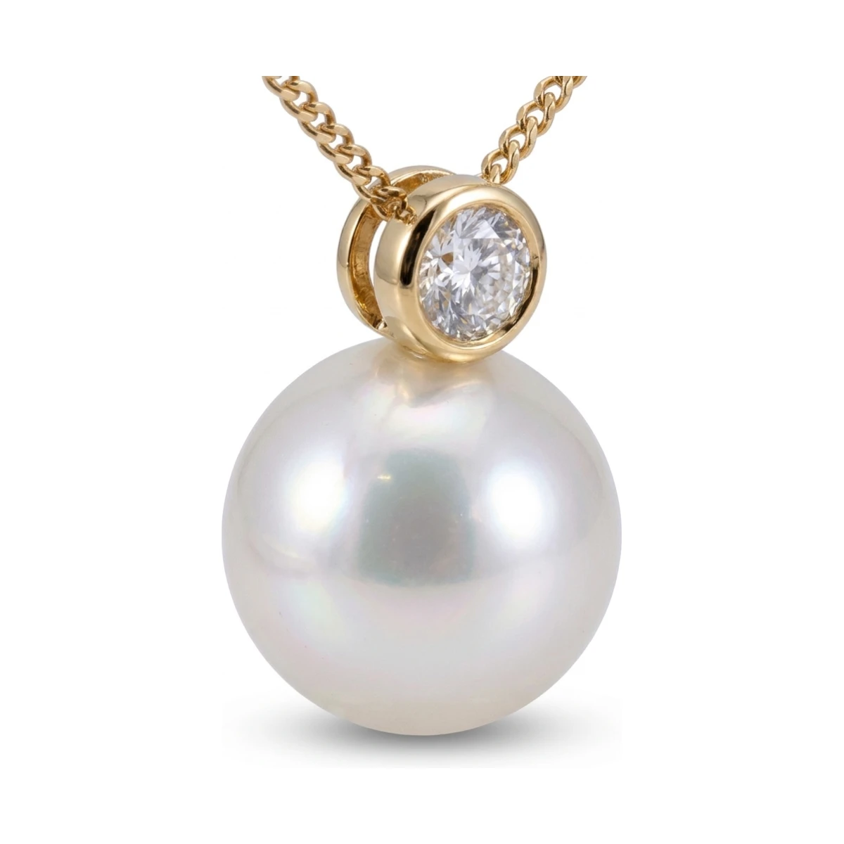 South Sea Pearl & Diamond Simple Pendant | 18ct Yellow Gold
