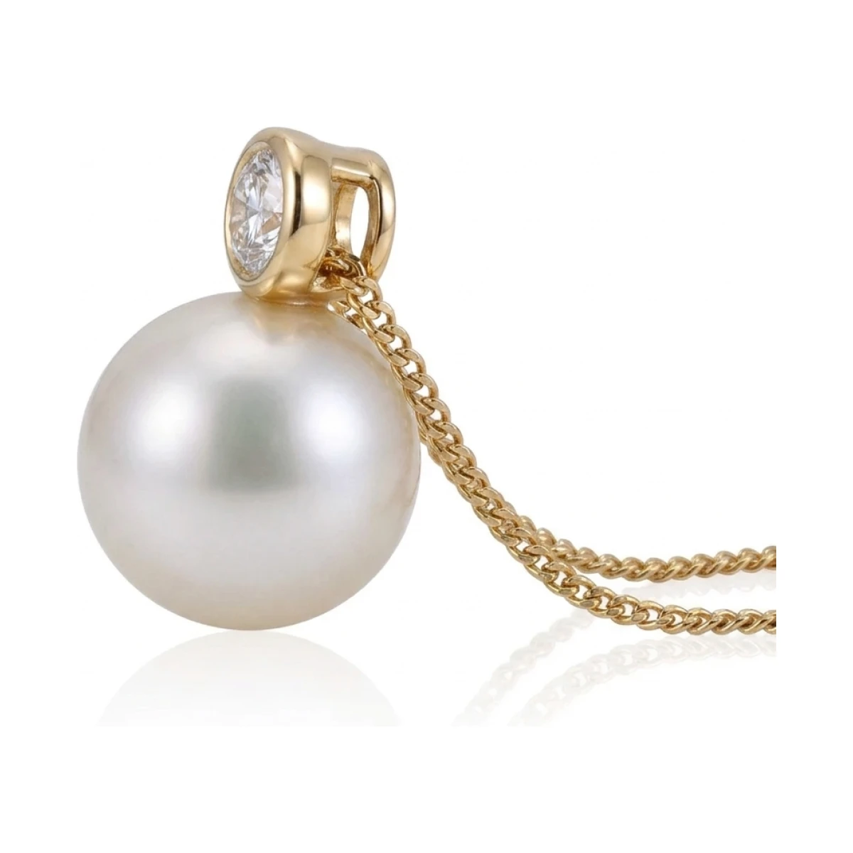 South Sea Pearl & Diamond Simple Pendant | 18ct Yellow Gold