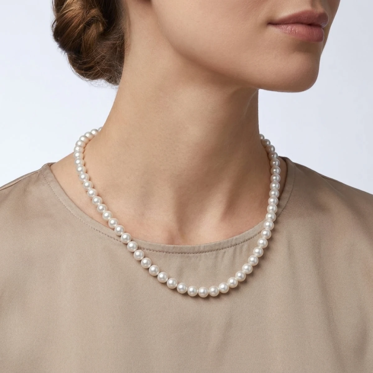 White Akoya Pearl Necklace| AA+ Grade | 6.0-6.5mm