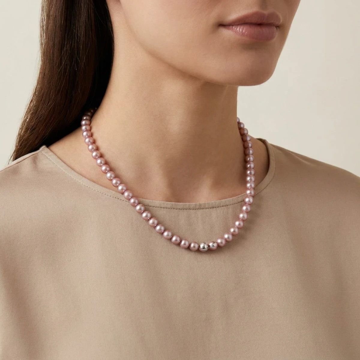 Pink Freshwater Pearl Necklace | AAA Grade | 5 mm