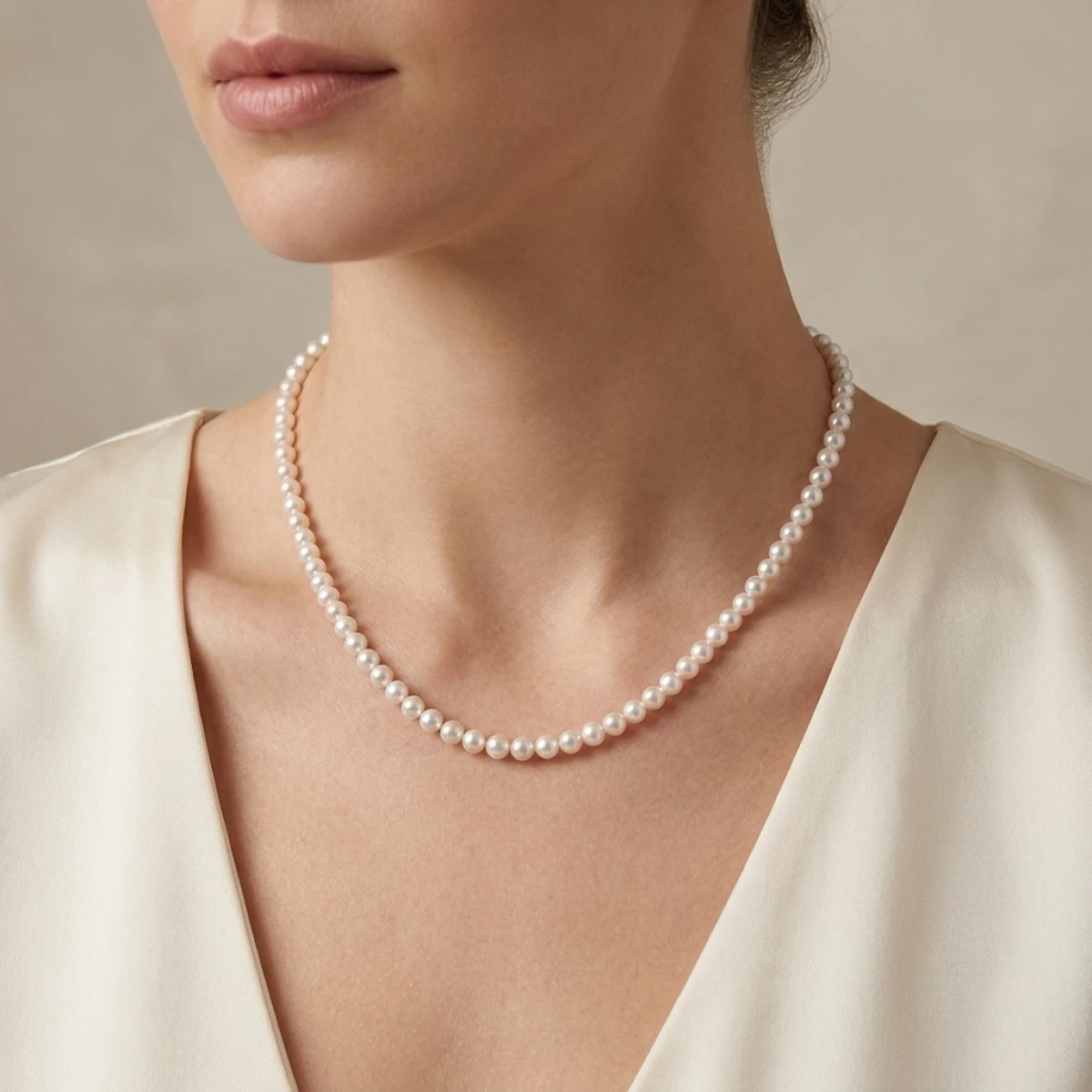 White Akoya Pearl Necklace | AAA Grade | 5.5-6.0mm