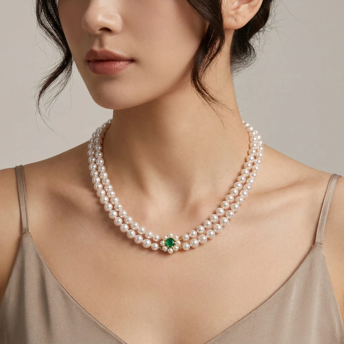 Double Row Graduated Akoya Pearl Necklace | AAA Grade 