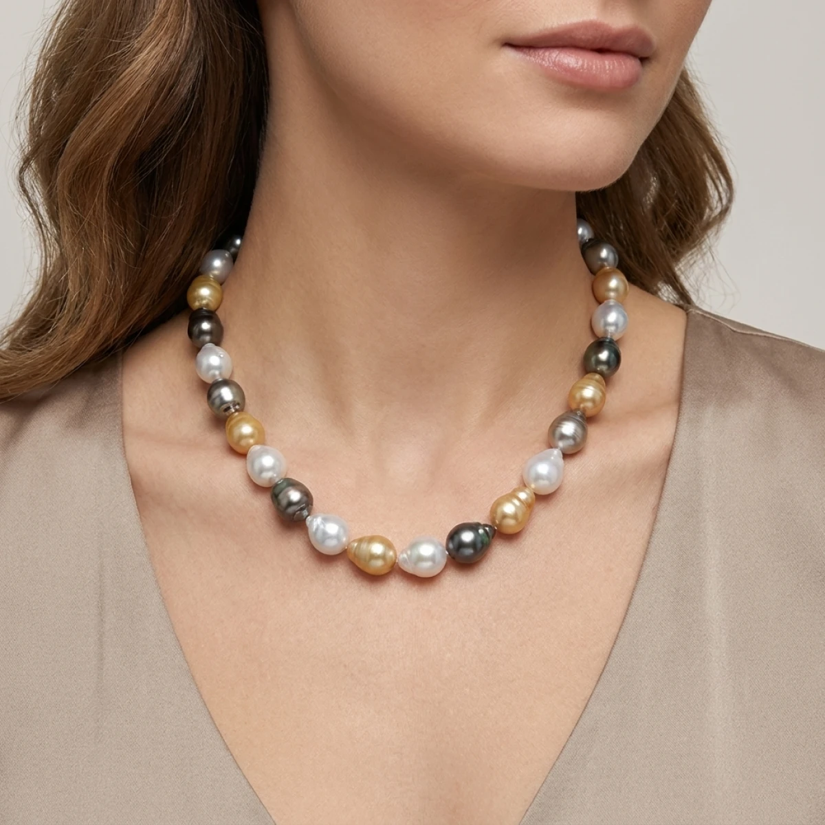 South Sea & Tahitian Pearl Multicolor Baroque Pearl Necklace | 12-15.5mm