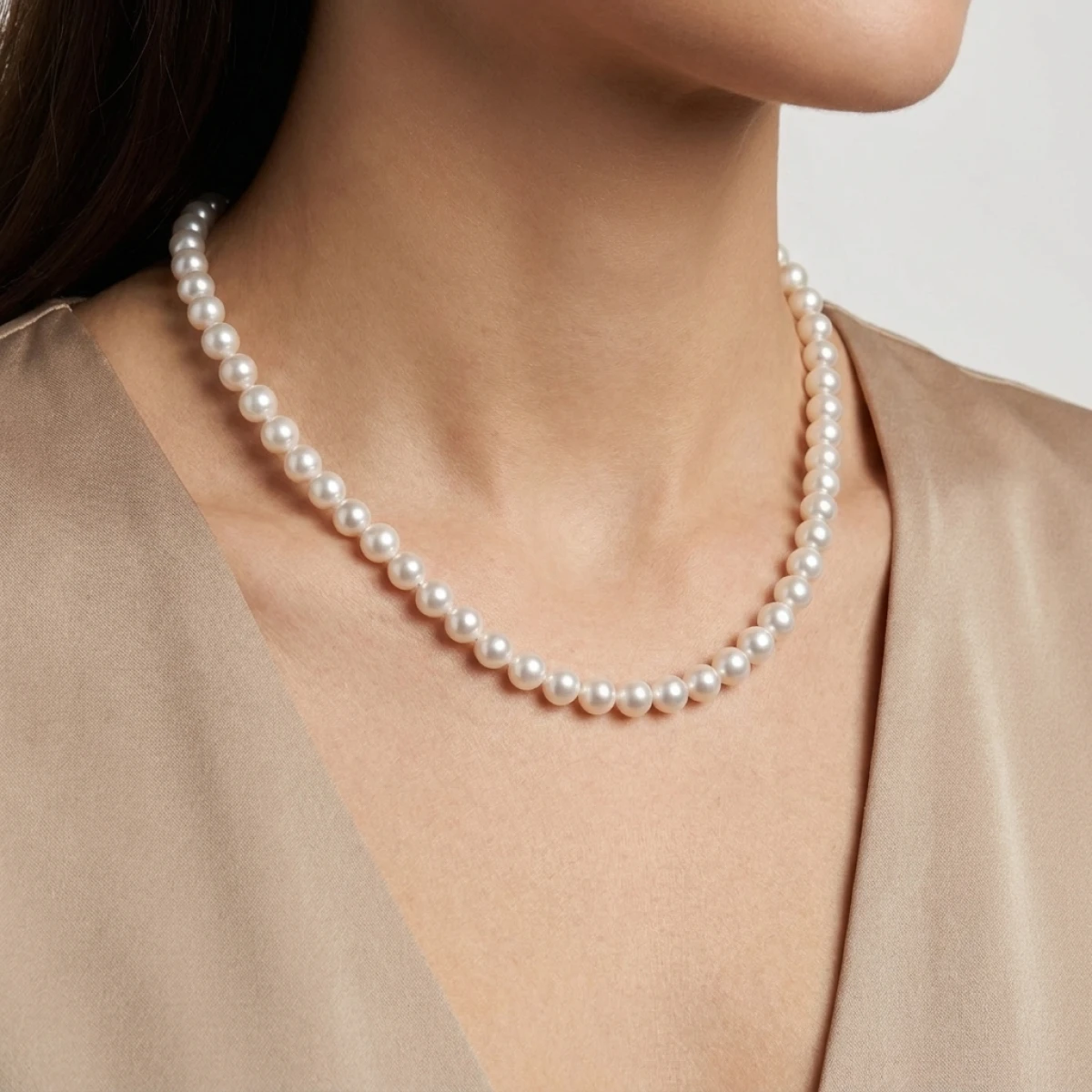 White Akoya Pearl Necklace | AA+ Grade | 6.5-7.0mm
