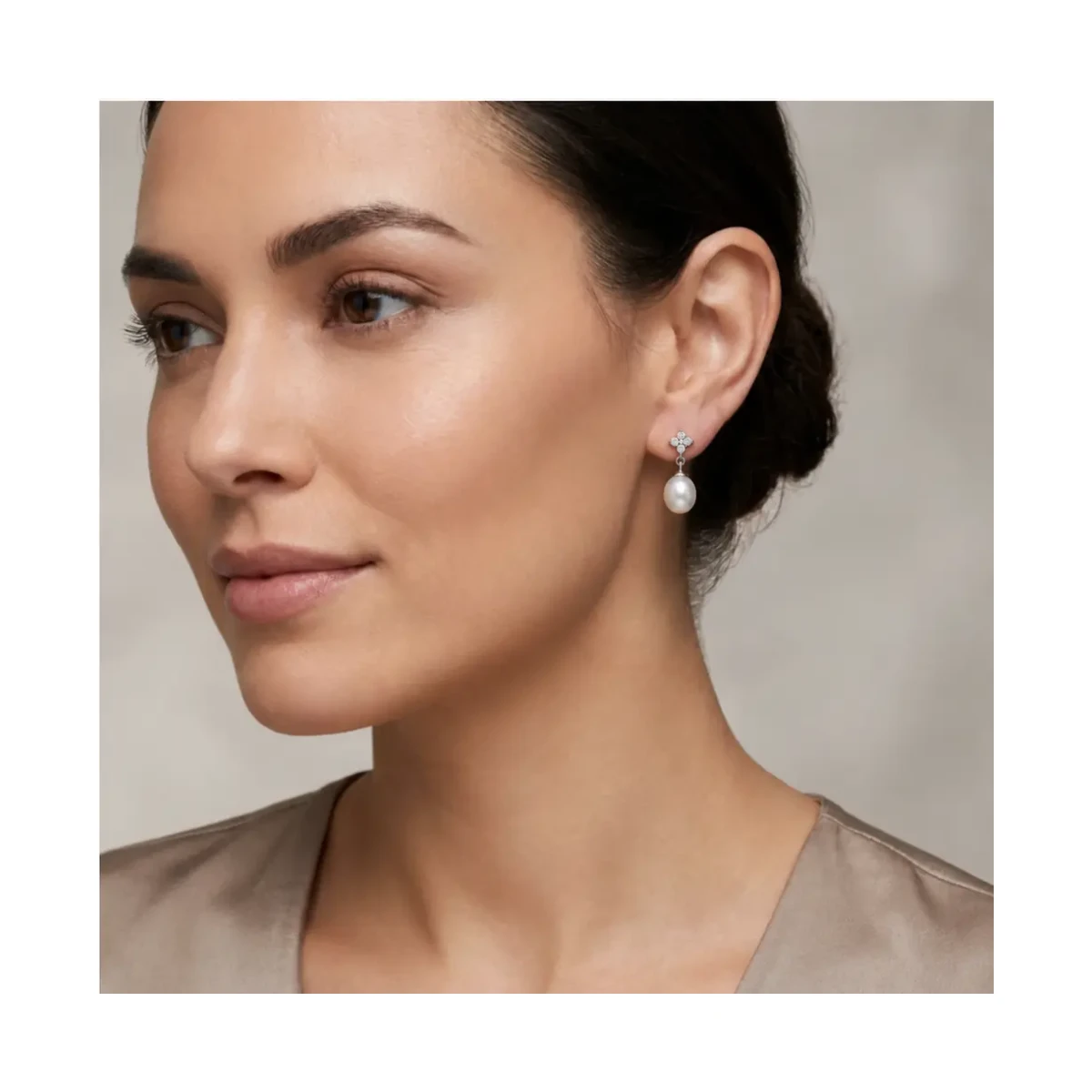 Diamond & Freshwater Cultured Pearl Drop Earrings  |  9ct White Gold