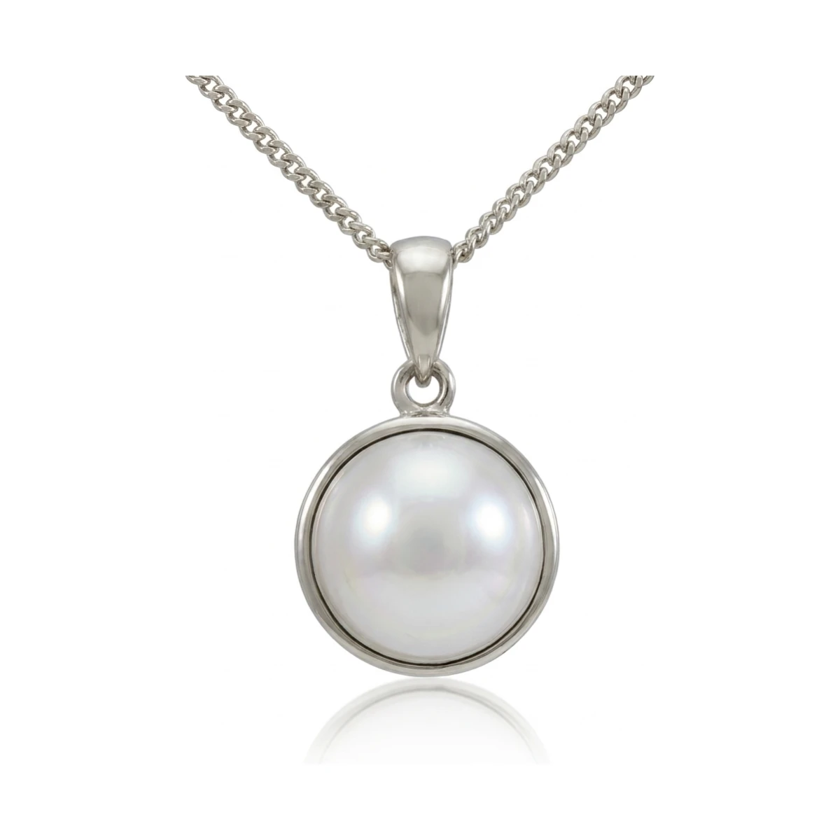 Freshwater Pearl Simple Circular Design Pendant  |  9ct White Gold