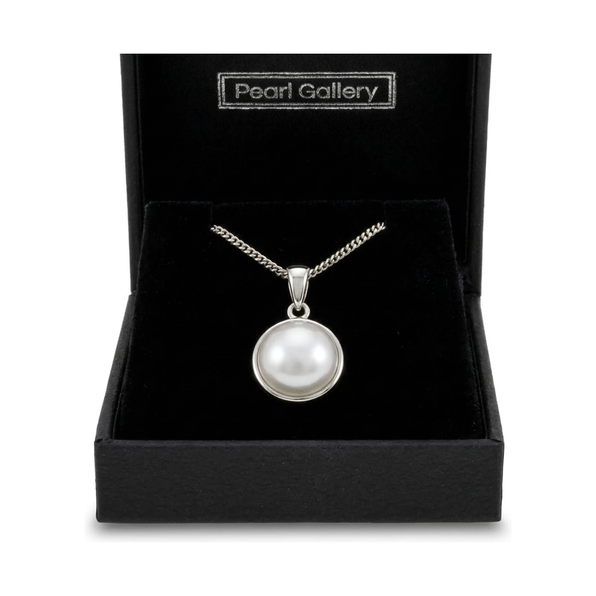 Freshwater Pearl Simple Circular Design Pendant  |  9ct White Gold