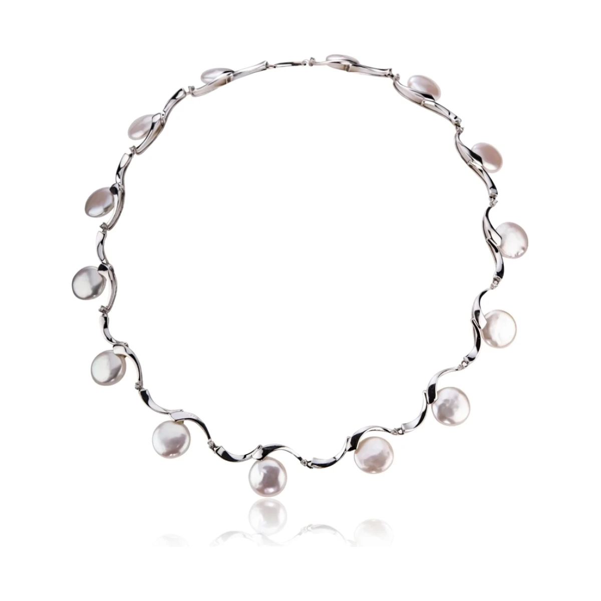 Contemporary Freshwater Pearl & Diamond Collar Necklace | 14ct White Gold