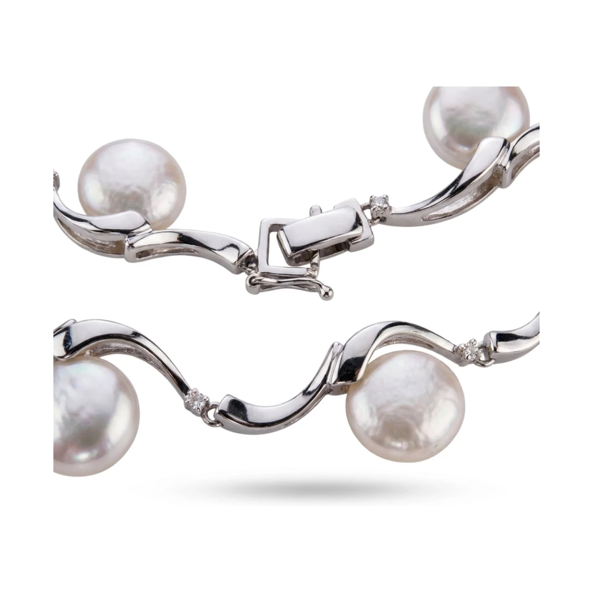 Contemporary Freshwater Pearl & Diamond Collar Necklace | 14ct White Gold