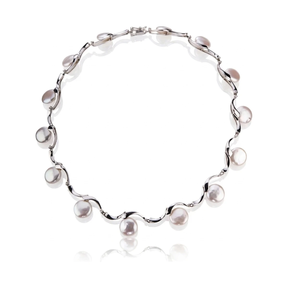Contemporary Freshwater Pearl & Diamond Collar Necklace | 14ct White Gold