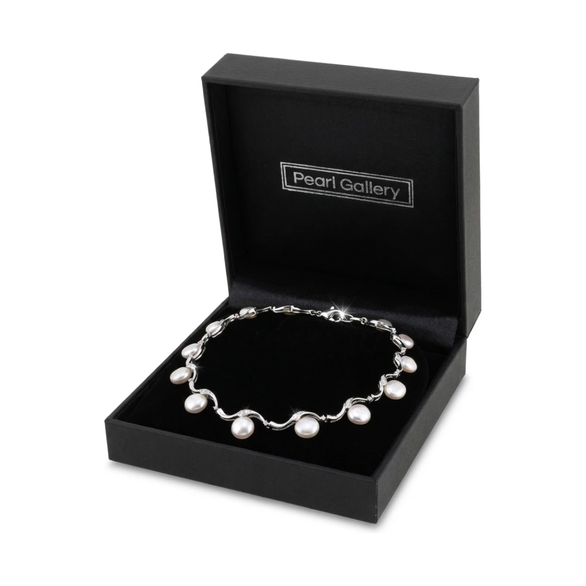 Contemporary Freshwater Pearl & Diamond Collar Necklace | 14ct White Gold
