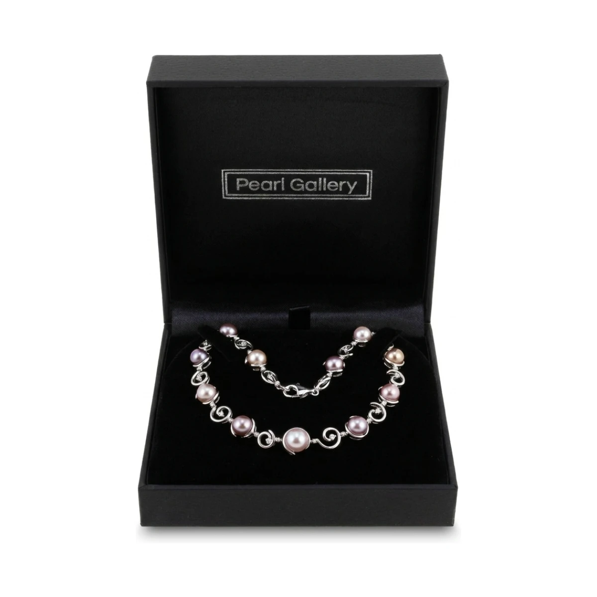 Natural Colour Freshwater Pearl & Diamond Contemporary Necklace | 18ct White Gold