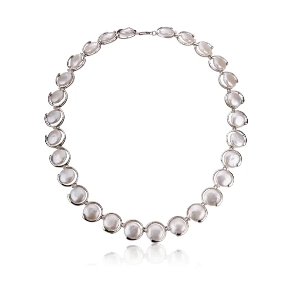 Freshwater Pearl & Diamond Collar Necklace | 14ct White Gold