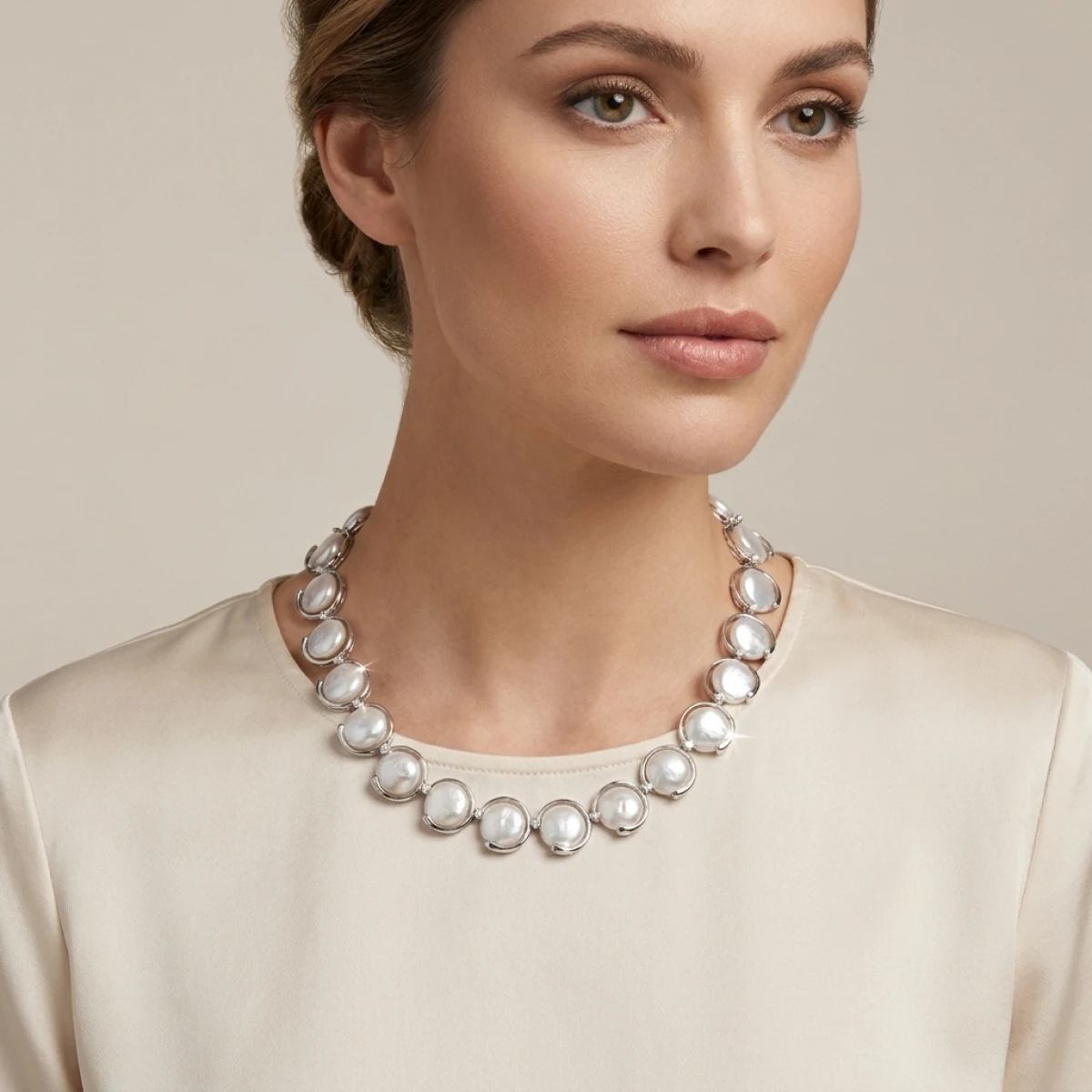 Freshwater Pearl & Diamond Collar Necklace | 14ct White Gold