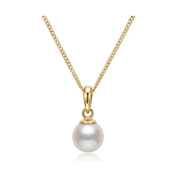 White Akoya Cultured Pearl Pendant 7.0-7.5 mm  |  9ct Yellow Gold