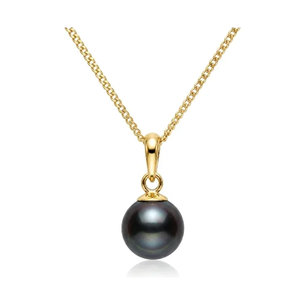 Black Akoya Cultured Pearl Pendant 7.0-7.5 mm  |  9ct Yellow Gold