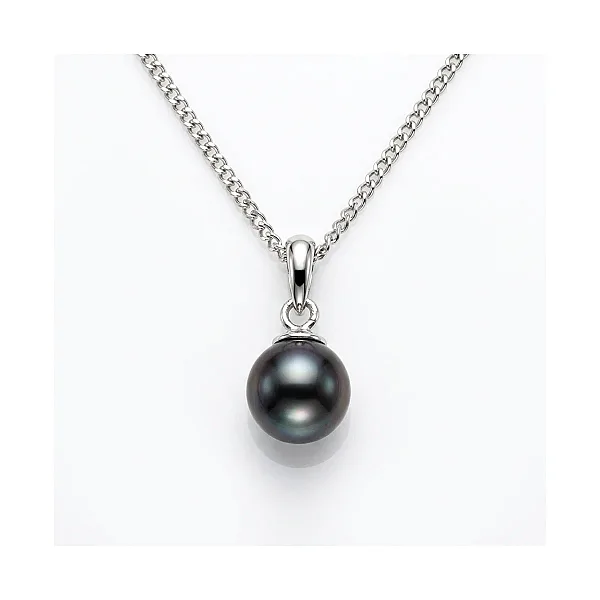Black Akoya Cultured Pearl Pendant 7.0-7.5 mm  |  9ct White Gold