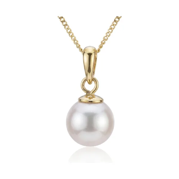White Akoya Cultured Pearl Pendant 7.0-7.5 mm  |  18ct Yellow Gold