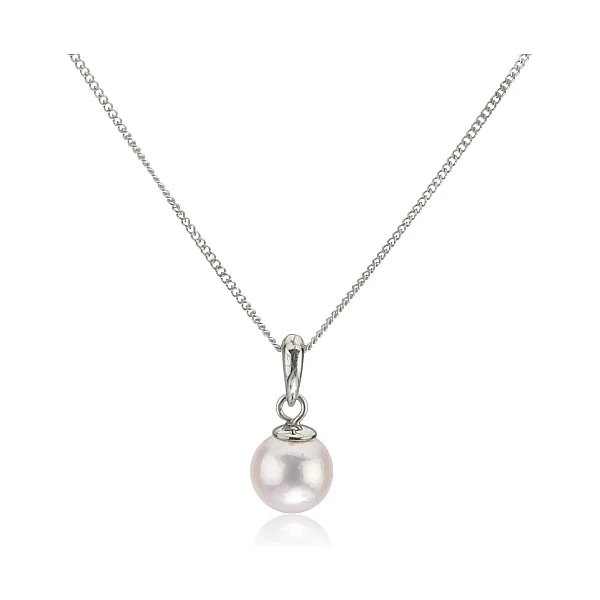 White Akoya Cultured Pearl Pendant 7.5-8.0 mm  |  18ct White Gold