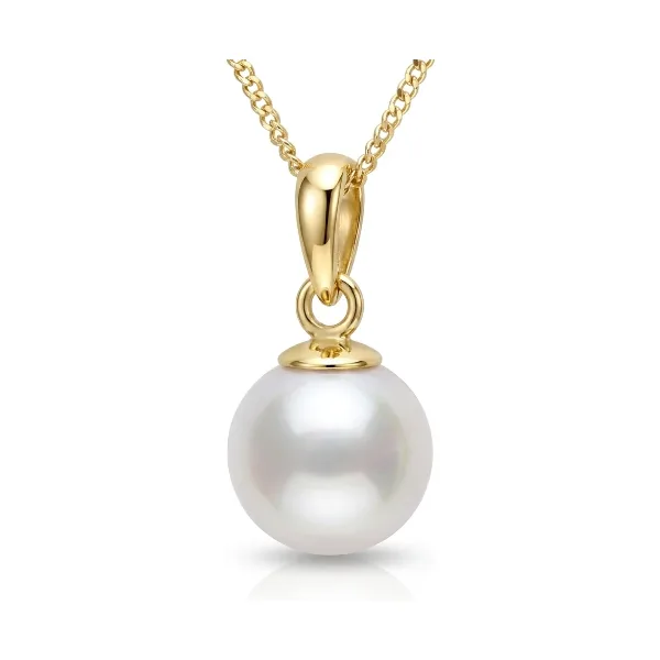 White Akoya Cultured Pearl Pendant 7.5-8.0 mm  |  18ct Yellow Gold