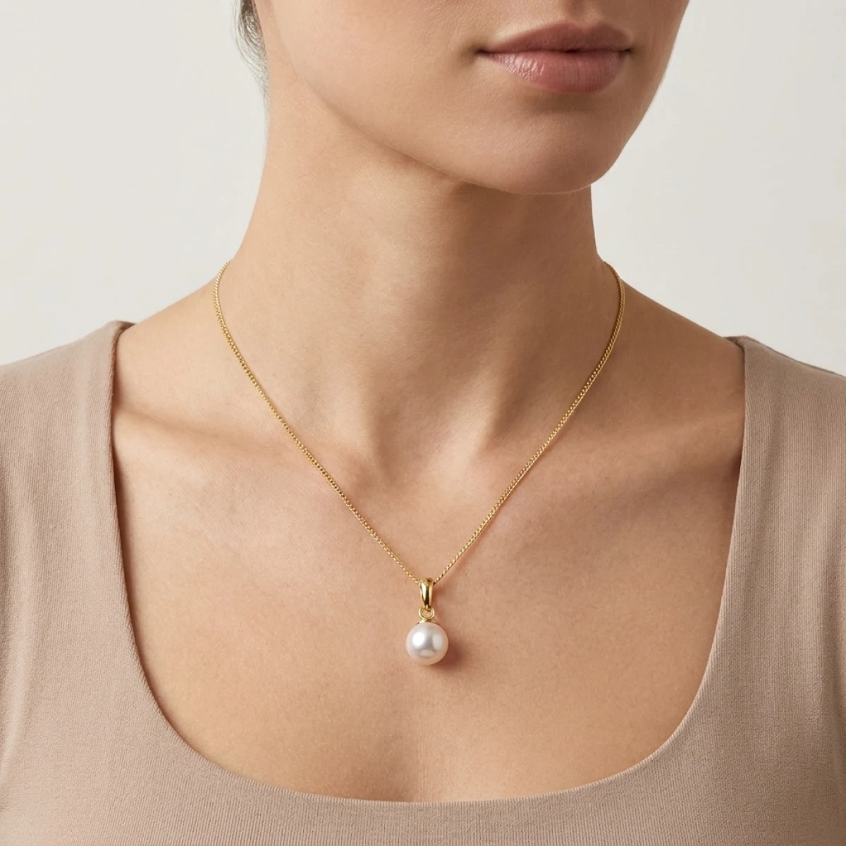 White Akoya Cultured Pearl Pendant 7.5-8.0 mm  |  18ct Yellow Gold