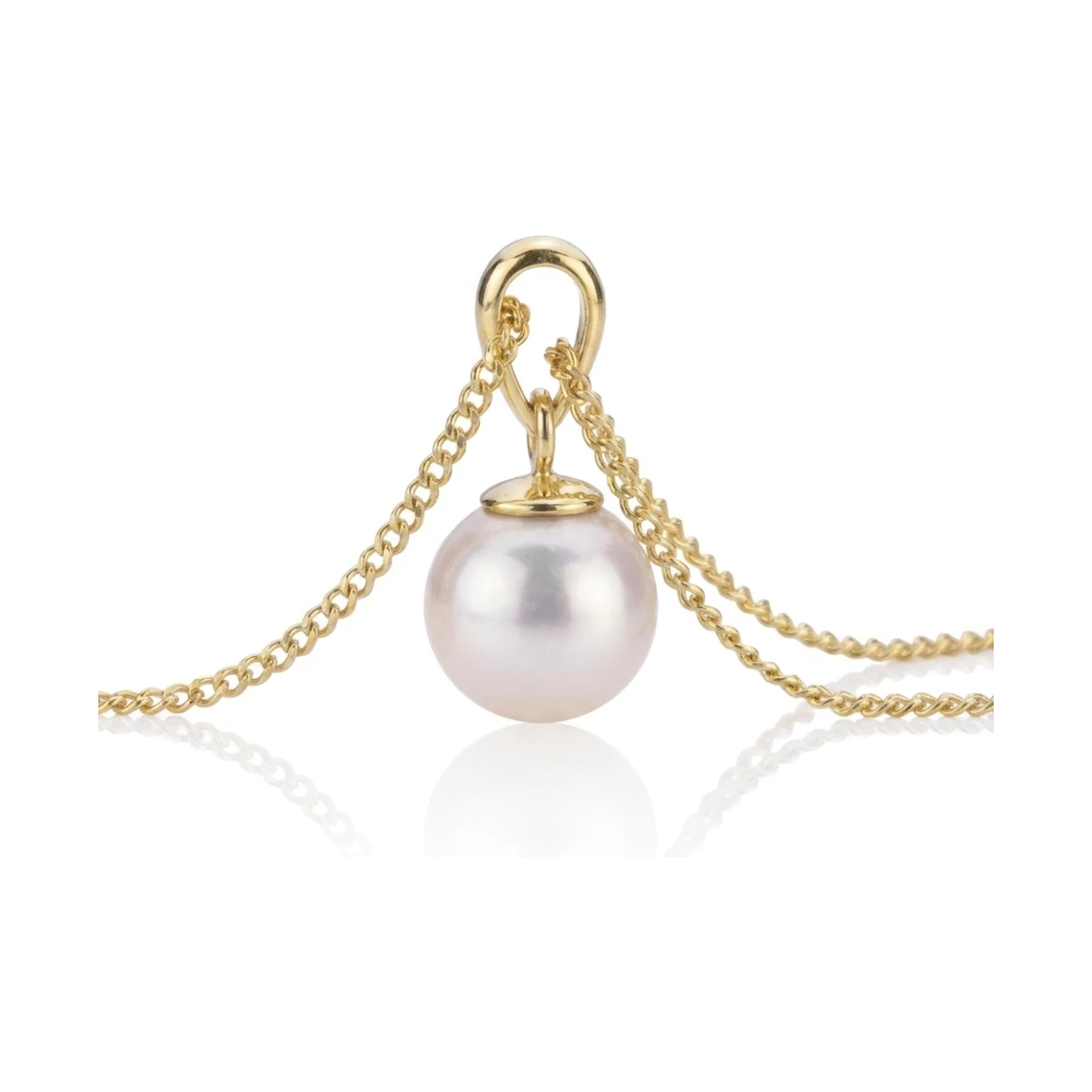White Akoya Cultured Pearl Pendant 7.5-8.0 mm  |  18ct Yellow Gold