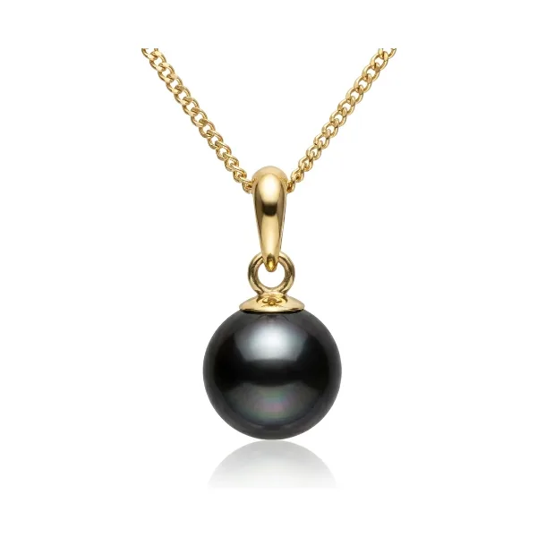 Black Akoya Cultured Pearl Pendant 7.5-8.0 mm  |  18ct Yellow Gold