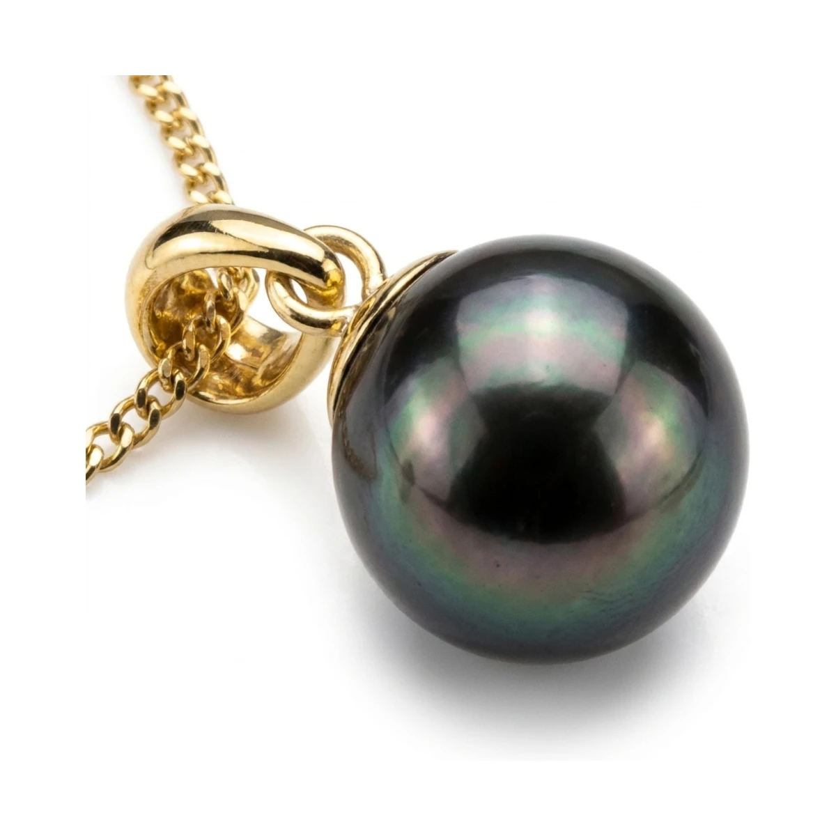 Black Akoya Cultured Pearl Pendant 7.5-8.0 mm  |  18ct Yellow Gold