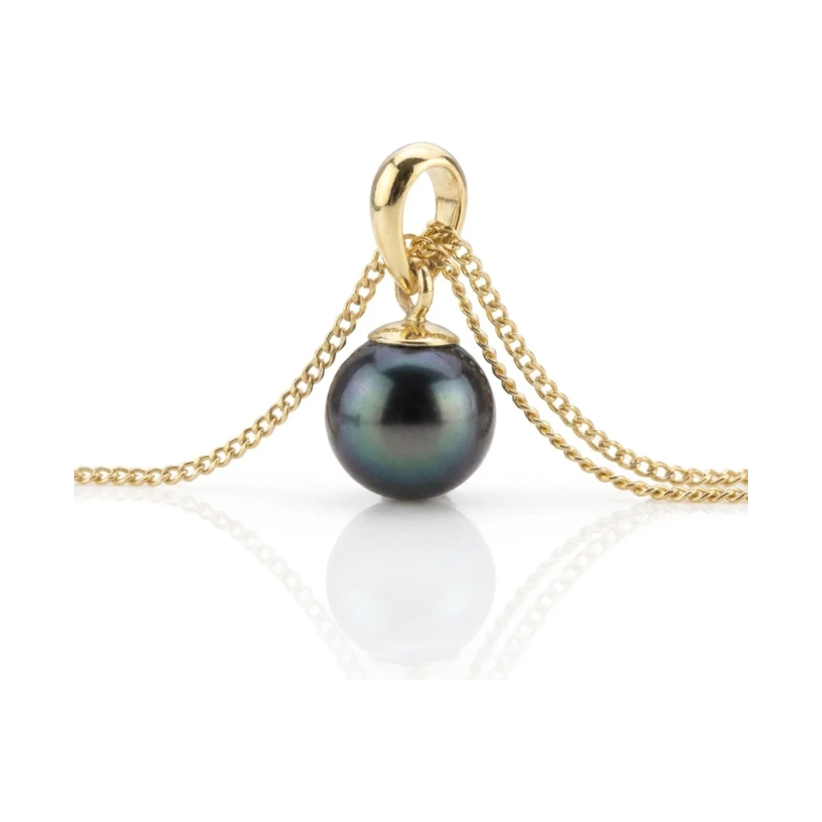 Black Akoya Cultured Pearl Pendant 7.5-8.0 mm  |  18ct Yellow Gold