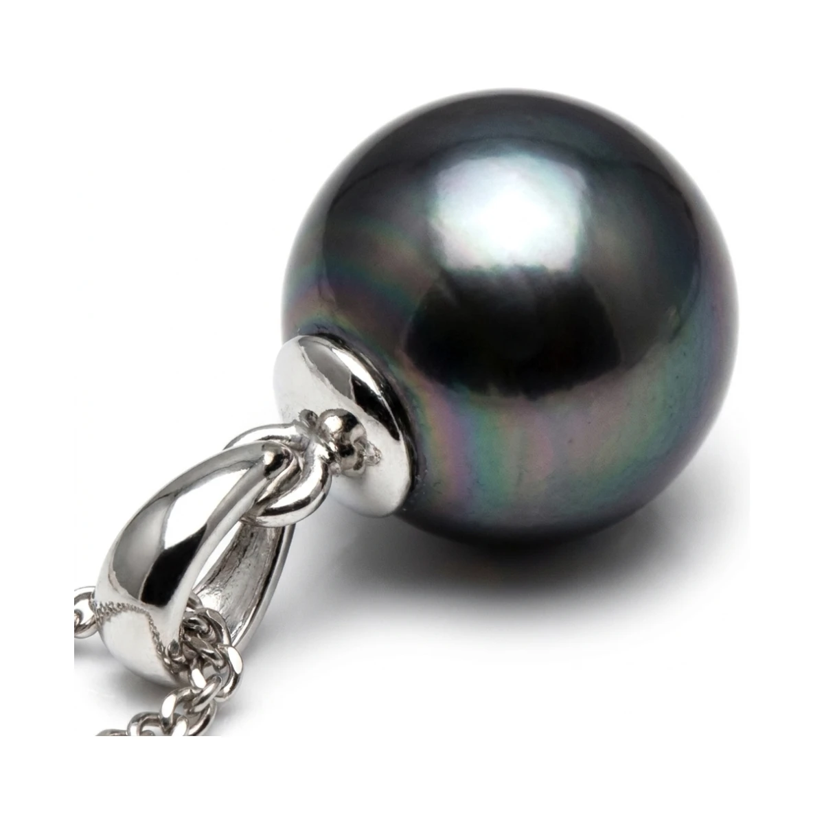 Black Akoya Cultured Pearl Pendant 7.5-8.0 mm  |  18ct White Gold