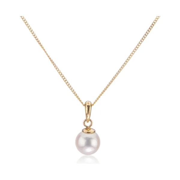 White Akoya Cultured Pearl Pendant 8.0-8.5 mm | 18ct Yellow Gold