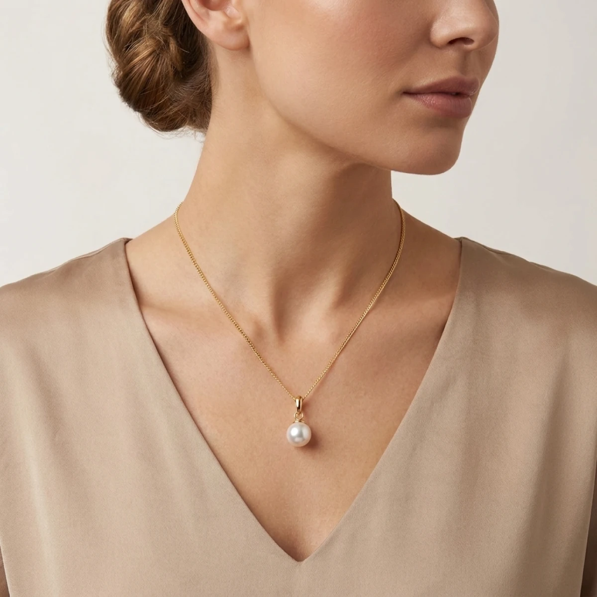 White Akoya Cultured Pearl Pendant 8.0-8.5 mm | 18ct Yellow Gold