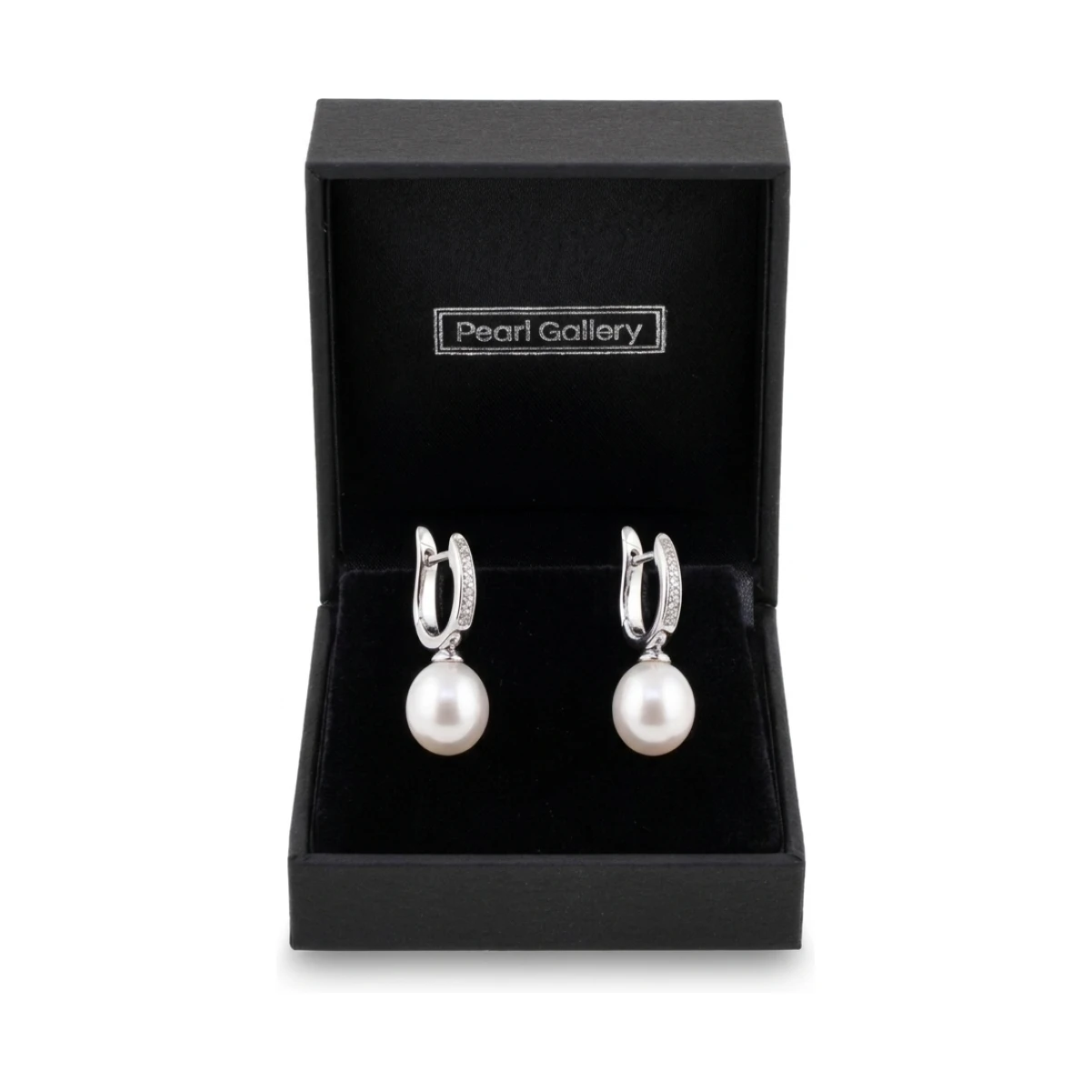 Freshwater Pearl & Cubic Zirconia Huggie Earring  |  Silver