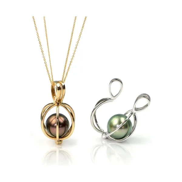 Captive Pearl Cage Pendant  |  Gold
