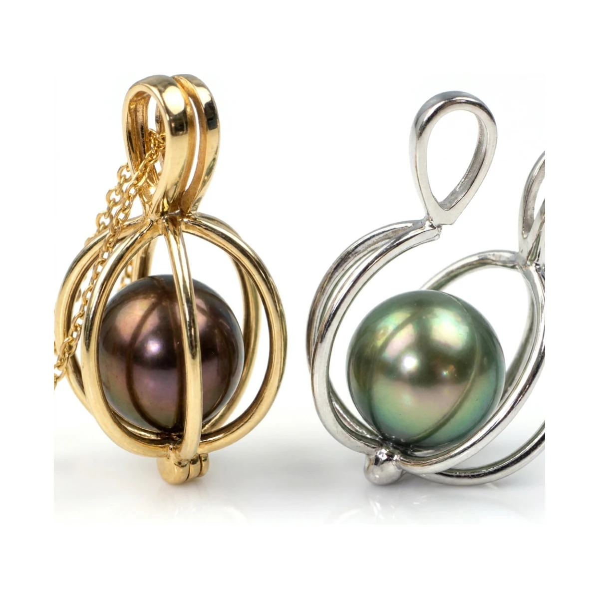 Captive Pearl Cage Pendant  |  Gold