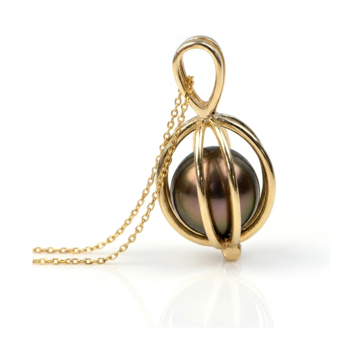 Captive Pearl Cage Pendant  |  Gold