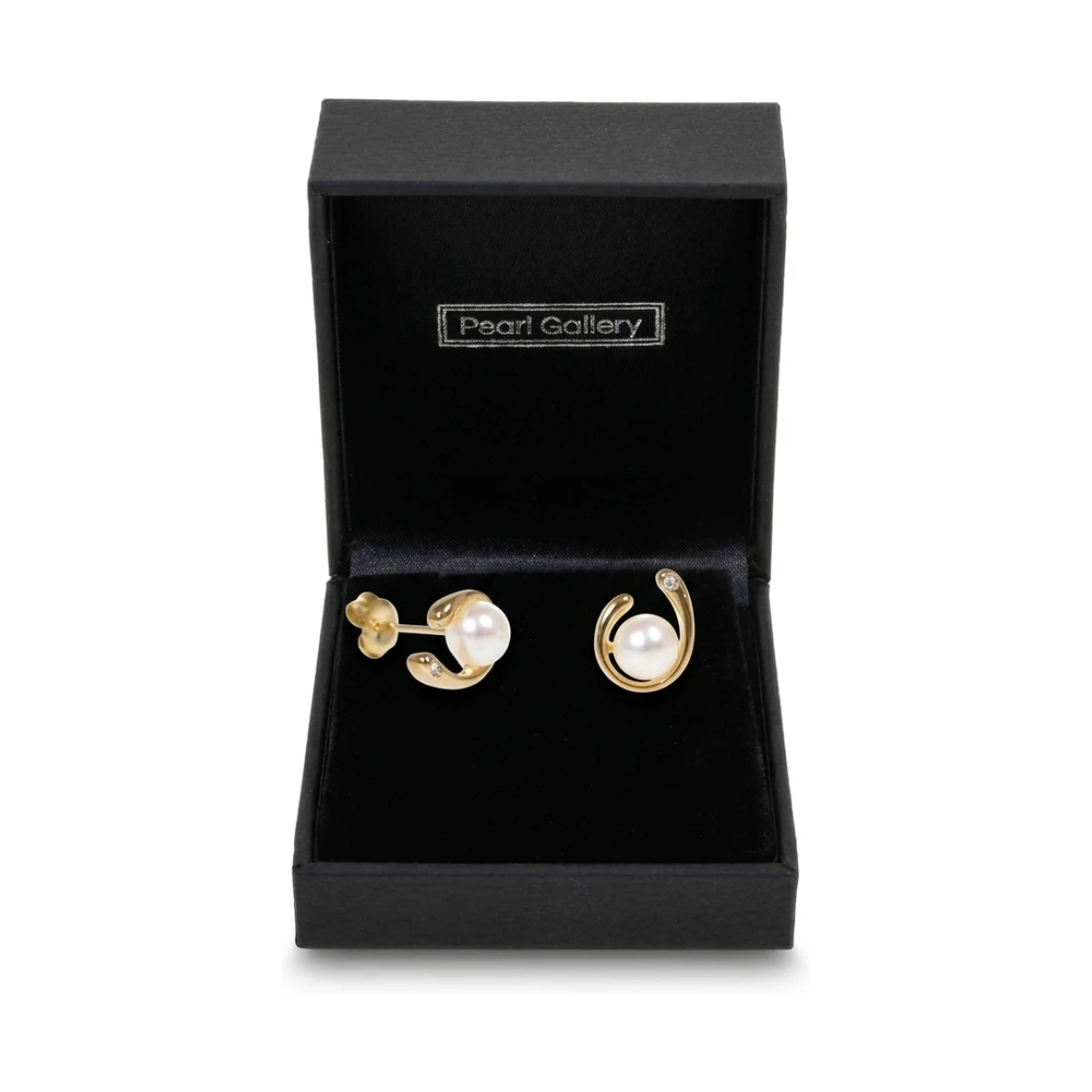Freshwater Pearl & Diamond Loop Stud Earrings  |  9ct Gold