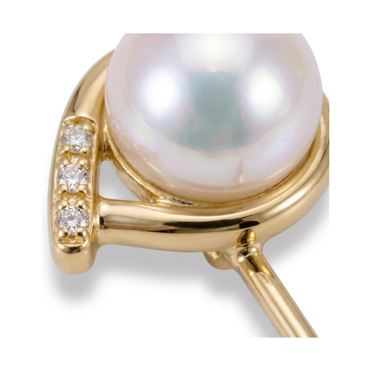 Freshwater Pearl & Diamond Crossover Dainty Stud Earrings  |  9ct Gold