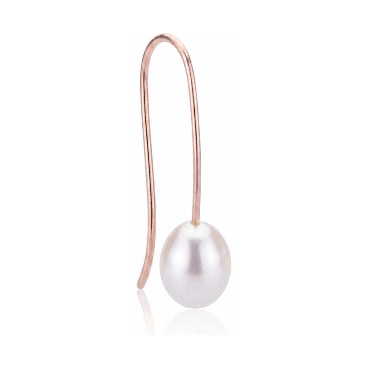 Freshwater Elongated Hook Drop Pearl Earrings  |  9ct Rose Gold