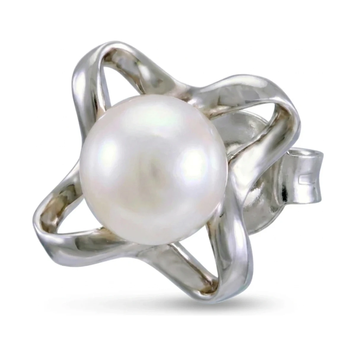 Akoya Pearl "Spangle" Design Stud Earrings  |  14ct White Gold