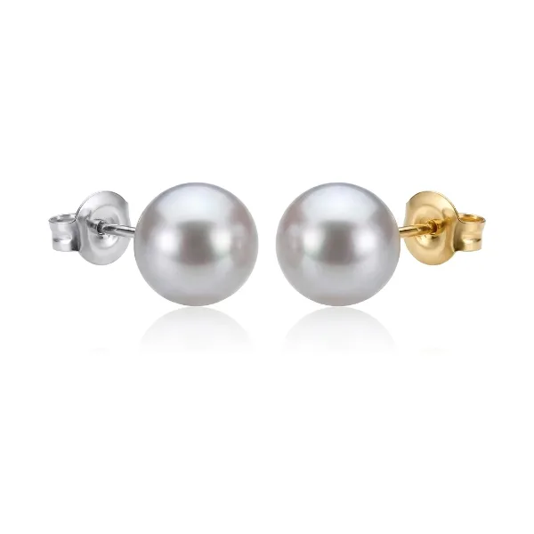 Grey Akoya Stud Earrings  |  6.5-7.0 mm