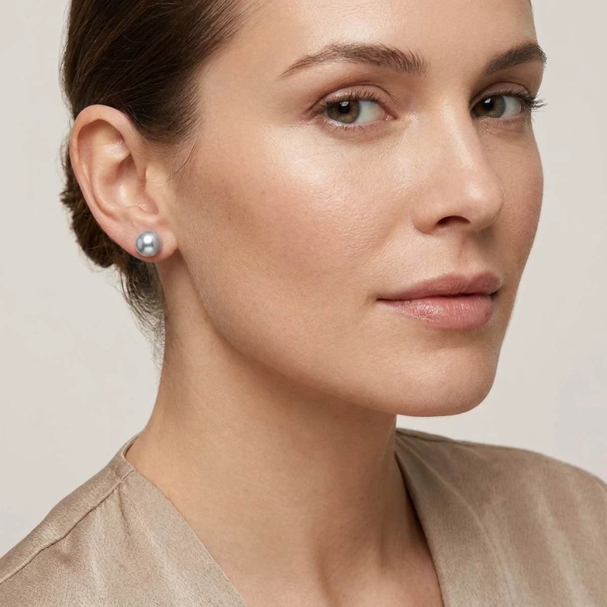 Grey Akoya Stud Earrings  |  6.5-7.0 mm