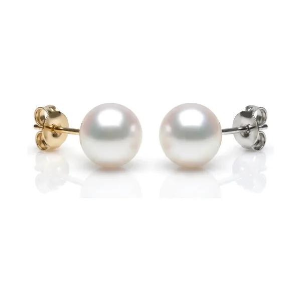 White Freshwater Bouton Stud Earrings  |  8mm 