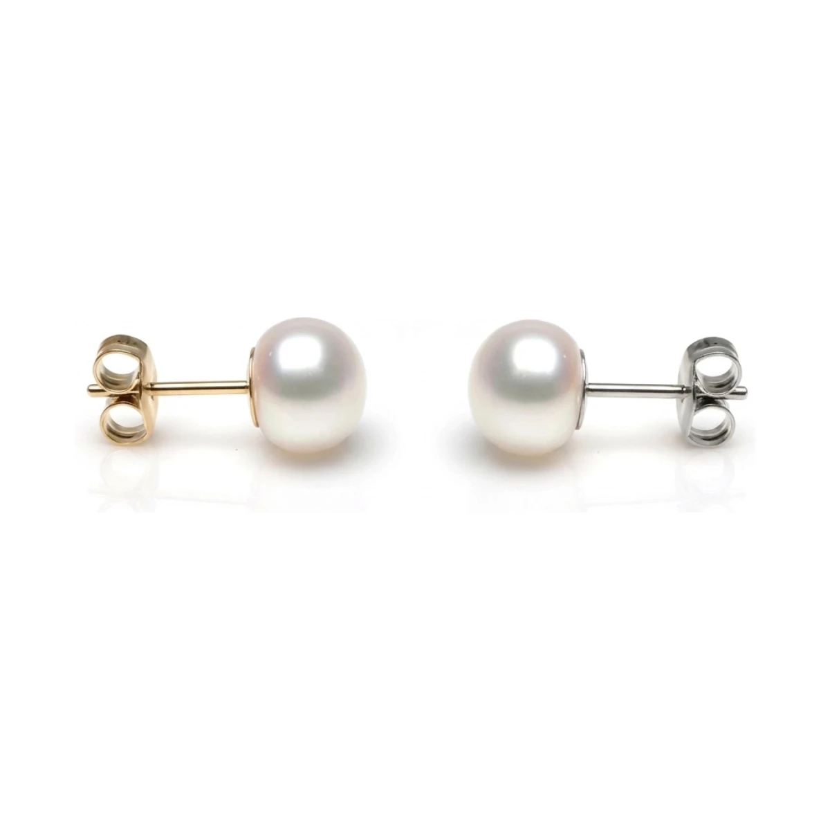 White Freshwater Bouton Stud Earrings  |  9mm 
