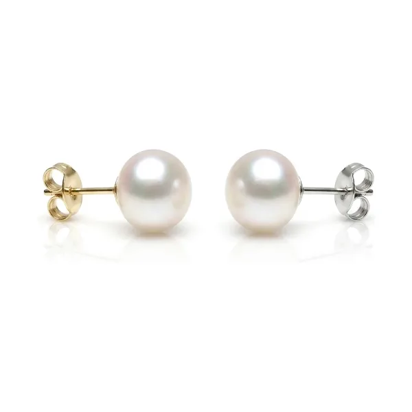 White Freshwater Bouton Stud Earrings  |  10mm 