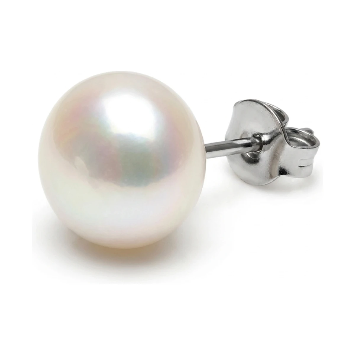 White Freshwater Bouton Stud Earrings  |  11mm 