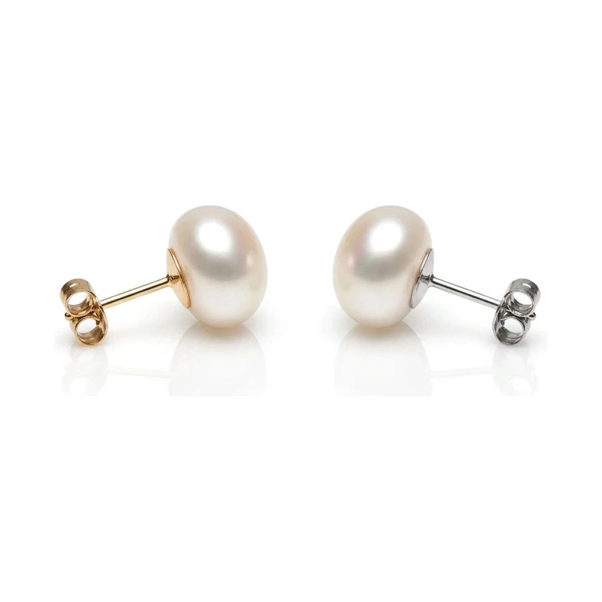 White Freshwater Bouton Stud Earrings  |  11mm 